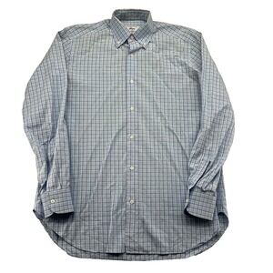 Brioni Neiman Marcus Dress Shirt Men's 15.5 / R Blue Plaid Long Sleeve